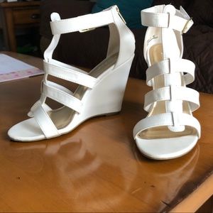White, strappy wedges